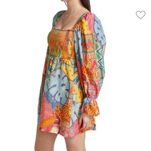 NWOT Farm Rio Summer Tapestry Smocked Minidress